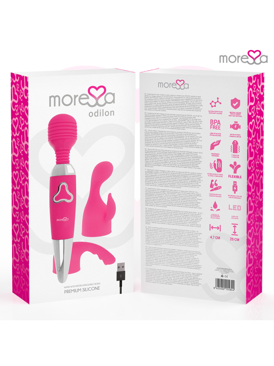 MORESSA - ODILON WAND POTENTE MOTOR MAS DOS CABEZALES PREMIUM SILICONE RECARGABLE