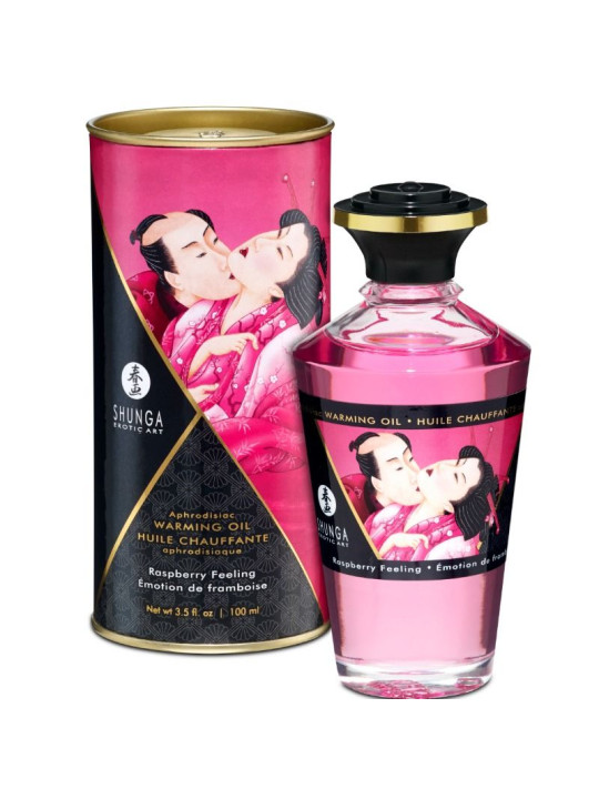 SHUNGA - ACEITE MASAJE EFECTO CALOR SABOR INTENSO FRAMBUESA 100 ML