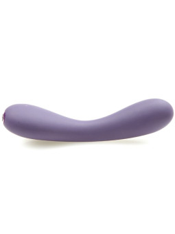 Je Joue Uma morado tumbado de perfil, vibrador punto G de silicona con cabeza curvada