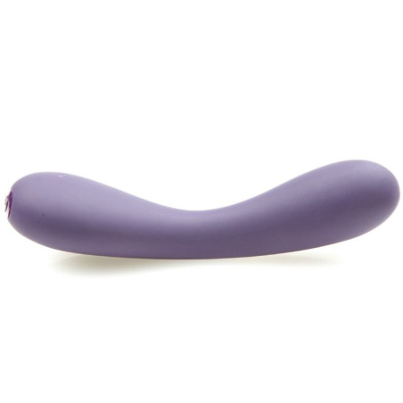 Je Joue Uma morado tumbado de perfil, vibrador punto G de silicona con cabeza curvada
