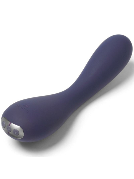 Je Joue Uma en morado con sus tres botones plateados +, ~ y - en el mango