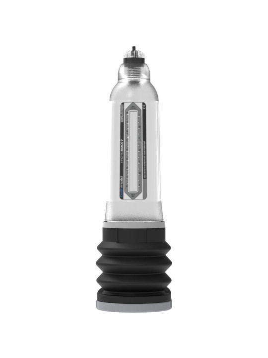 Bomba Bathmate Hydromax7 con cilindro transparente, escala de medida, fuelle negro y almohadilla de base