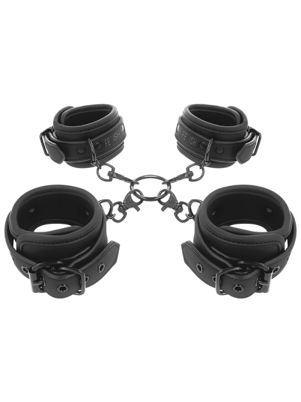 FETISH SUBMISSIVE - SET ESPOSAS MANOS Y TOBILLOS CON FORRO DE NEOPRENO