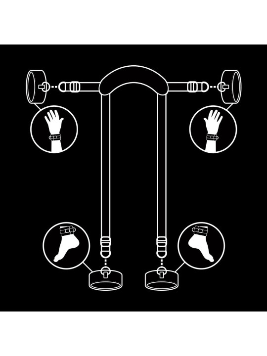 FETISH SUBMISSIVE - POSICIÓN MASTER CON 4 ESPOSAS CON FORRO DE NEOPRENO