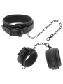 FETISH SUBMISSIVE - COLLAR Y ESPOSAS CUERO VEGANO CON FORRO DE NEOPRENO