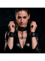 FETISH SUBMISSIVE - COLLAR Y ESPOSAS CUERO VEGANO CON FORRO DE NEOPRENO