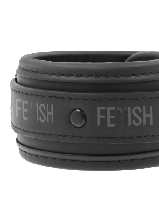 FETISH SUBMISSIVE - COLLAR Y ESPOSAS CUERO VEGANO CON FORRO DE NEOPRENO