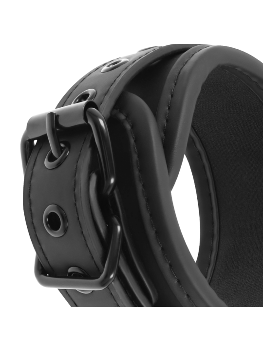 FETISH SUBMISSIVE - COLLAR Y ESPOSAS CUERO VEGANO CON FORRO DE NEOPRENO