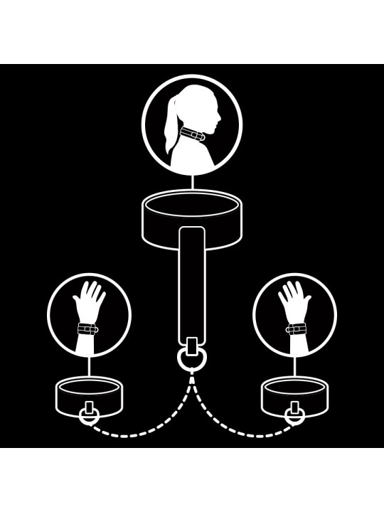 FETISH SUBMISSIVE - COLLAR Y ESPOSAS CUERO VEGANO CON FORRO DE NEOPRENO