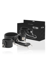 FETISH SUBMISSIVE - COLLAR Y ESPOSAS CUERO VEGANO CON FORRO DE NEOPRENO