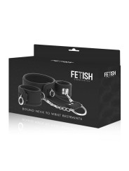 FETISH SUBMISSIVE - COLLAR Y ESPOSAS CUERO VEGANO CON FORRO DE NEOPRENO
