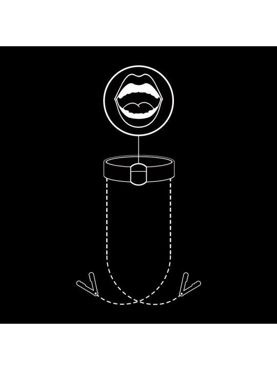 FETISH SUBMISSIVE - ANILLA MORDAZA CON PINZAS PARA PEZONES