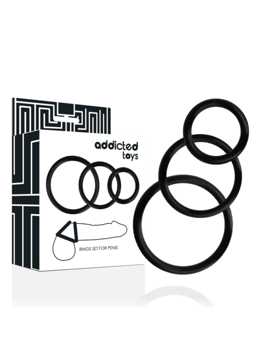ADDICTED TOYS - SET ANILLOS PENE NEGRO