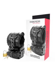 DARKNESS - ESPOSAS CUERO AJUSTABLES MANOS NEGRO CON CANDADO