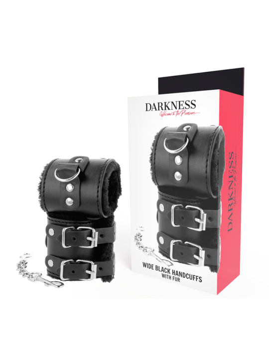 DARKNESS - ESPOSAS CUERO CON FORRO AJUSTABLES NEGRO