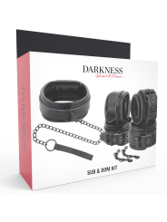 Darkness: collar con correa y esposas de cuero negro