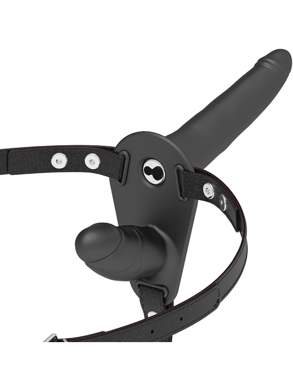 FETISH SUBMISSIVE HARNESS - DOBLE PENETRACIÓN VIBRADOR NEGRO