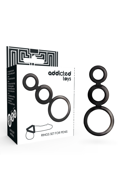 ADDICTED TOYS - SET ANILLOS PENE Y TESTÍCULOS - AHUMADO