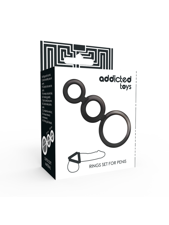 ADDICTED TOYS - SET ANILLOS PENE Y TESTÍCULOS - AHUMADO