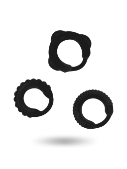 ADDICTED TOYS - SET 3 ANILLOS PENE NEGRO