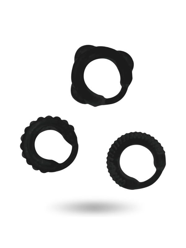 ADDICTED TOYS - SET 3 ANILLOS PENE NEGRO