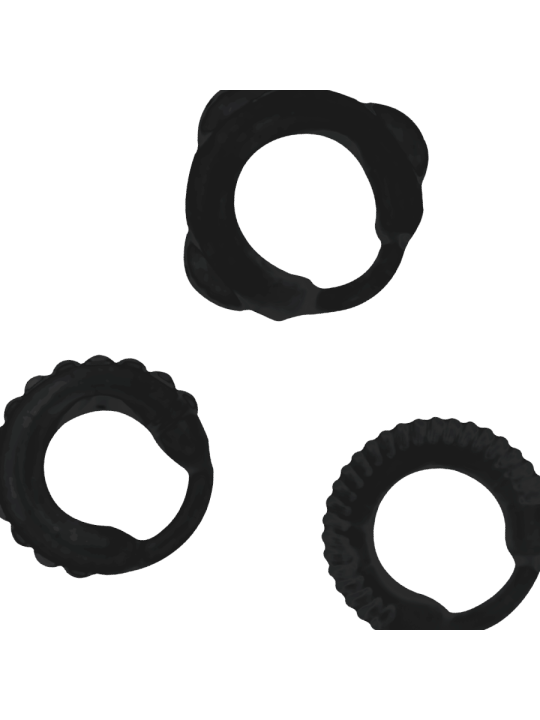 ADDICTED TOYS - SET 3 ANILLOS PENE NEGRO