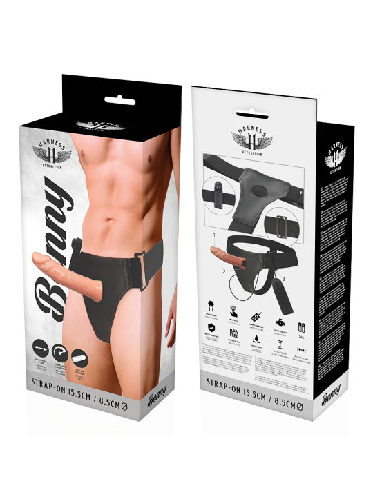 HARNESS ATTRACTION - ARNÉS HUECO BENNY CON VIBRADOR 15 CM -O- 4.5 CM