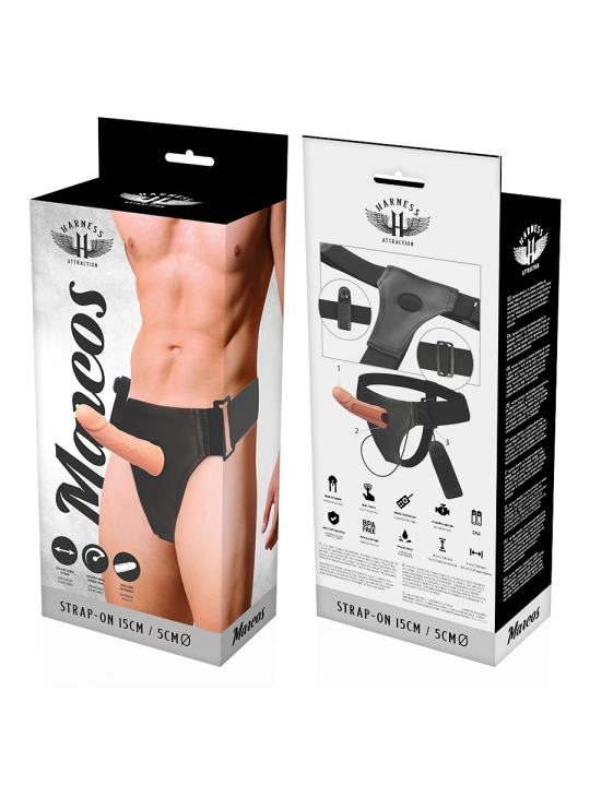 HARNESS ATTRACTION - ARNÉS HUECO MARCOS CON VIBRADOR 15 CM -O- 5 CM