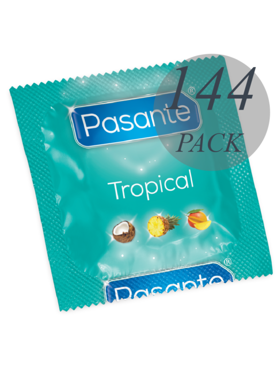 PASANTE - PRESERVATIVOS SABORES TROPICAL 144 UNIDADES