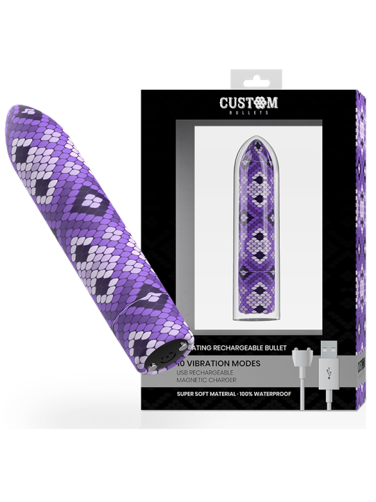 CUSTOM BULLETS - BALA RECARGABLE SNAKE LILA 10 INTENSIDADES
