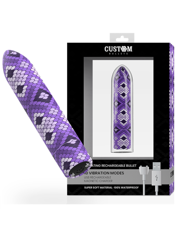 CUSTOM BULLETS - BALA RECARGABLE SNAKE LILA 10 INTENSIDADES
