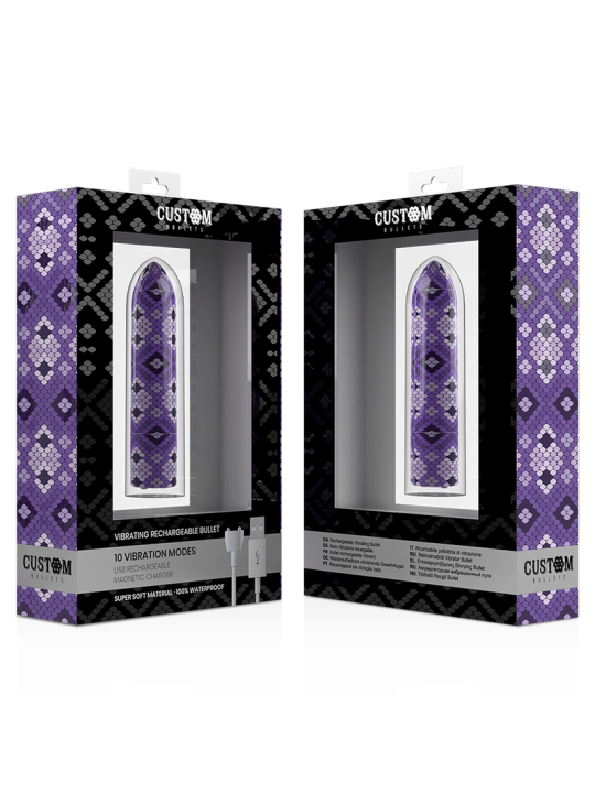 CUSTOM BULLETS - BALA RECARGABLE SNAKE LILA 10 INTENSIDADES