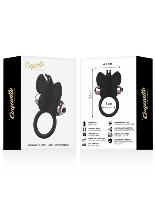 COQUETTE CHIC DESIRE - COCK RING BUTTERFLY ANILLO VIBRADOR NEGRO / GOLD