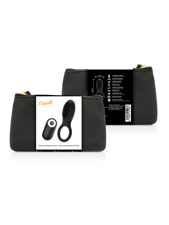 COQUETTE CHIC DESIRE - ANILLO VIBRADOR CONTROL REMOTO RECARGABLE NEGRO / GOLD