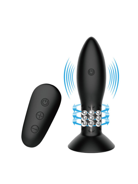 MR PLAY - PLUG CON BOLAS ROTADORAS NEGRO CONTROL REMOTO