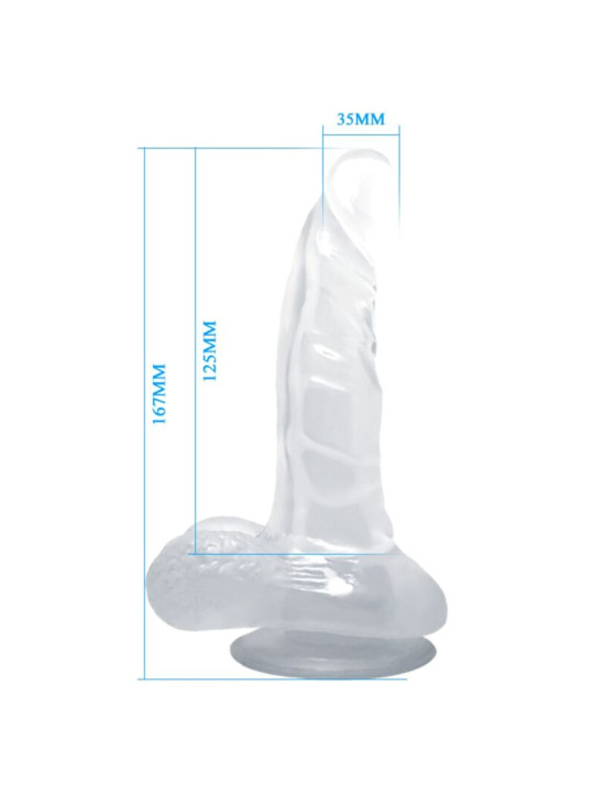 BAILE - DILDO REALÍSTICO CON VENTOSA Y TESTÍCULOS 16.7 CM TRANSPARENTE