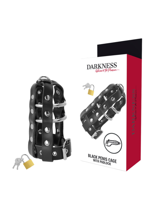 DARKNESS - JAULA CASTIDAD CUERO CON CANDADO