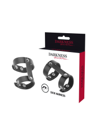 DARKNESS - ANILLO PENE Y TESTÍCULOS AJUSTABLE LEATHER