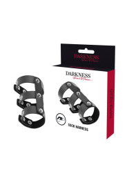 DARKNESS - ANILLO DOBLE PENE Y TESTÍCULOS AJUSTABLE LEATHER