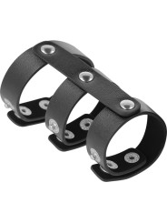 DARKNESS - ANILLO DOBLE PENE Y TESTÍCULOS AJUSTABLE LEATHER