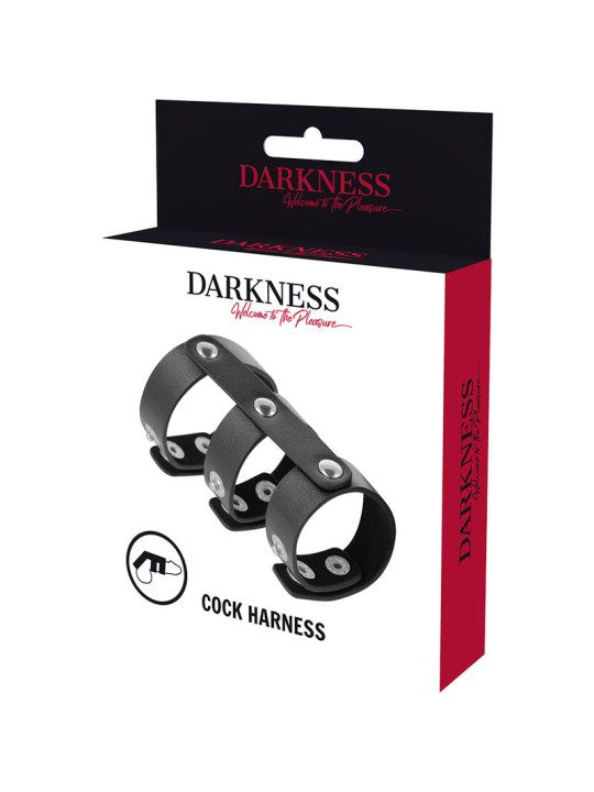 DARKNESS - ANILLO DOBLE PENE Y TESTÍCULOS AJUSTABLE LEATHER