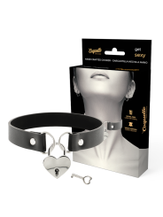 COQUETTE CHIC DESIRE - COLLAR CUERO VEGANO ACCESORIO CORAZÓN CON LLAVE