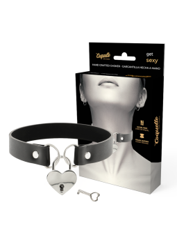 COQUETTE CHIC DESIRE - COLLAR CUERO VEGANO ACCESORIO CORAZÓN CON LLAVE