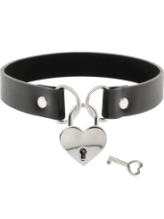 COQUETTE CHIC DESIRE - COLLAR CUERO VEGANO ACCESORIO CORAZÓN CON LLAVE