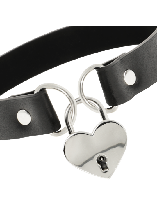 COQUETTE CHIC DESIRE - COLLAR CUERO VEGANO ACCESORIO CORAZÓN CON LLAVE