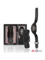 Caja de Anne's Desire Panty Pleasure con el vibrador de braga negro y el reloj mando WatchMe con detalles dorados