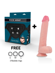 ROCKARMY - ARNÉS + LIQUID SILICONE DILDO PREMIUM KINGCOBRA 24 CM -O- 4.77 CM