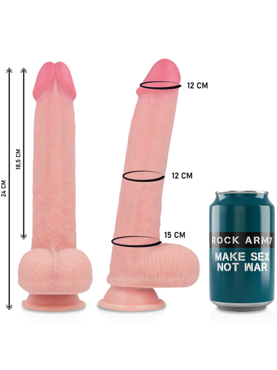 ROCKARMY - ARNÉS + LIQUID SILICONE DILDO PREMIUM KINGCOBRA 24 CM -O- 4.77 CM