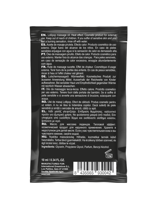 COQUETTE CHIC DESIRE - POCKET ACEITE MASAJE KISSABLE EFECTO CALOR PIRULETA 10 ML