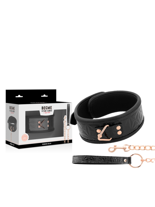 BEGME - BLACK EDITION COLLAR CUERO VEGANO CON FORRO DE NEOPRENO